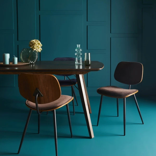 Chaise Olympia Bois Velours Marron – Image 3