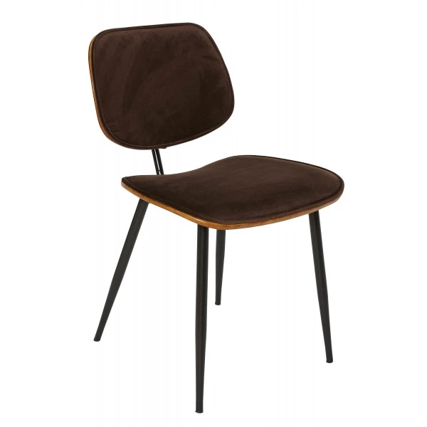Chaise Olympia Bois Velours Marron – Image 2