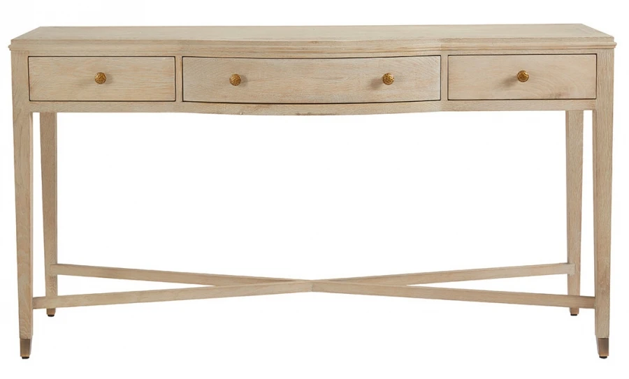 Console Ines Chêne Blanchi 3 Tiroirs Blanc D'Ivoire