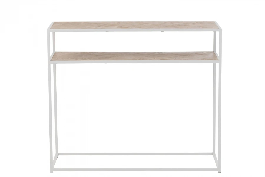 Console Bois Métal Zig Zag Naturel Blanc – Image 2