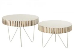 S/2 Tables Basses Ying Bois Métal Blanc