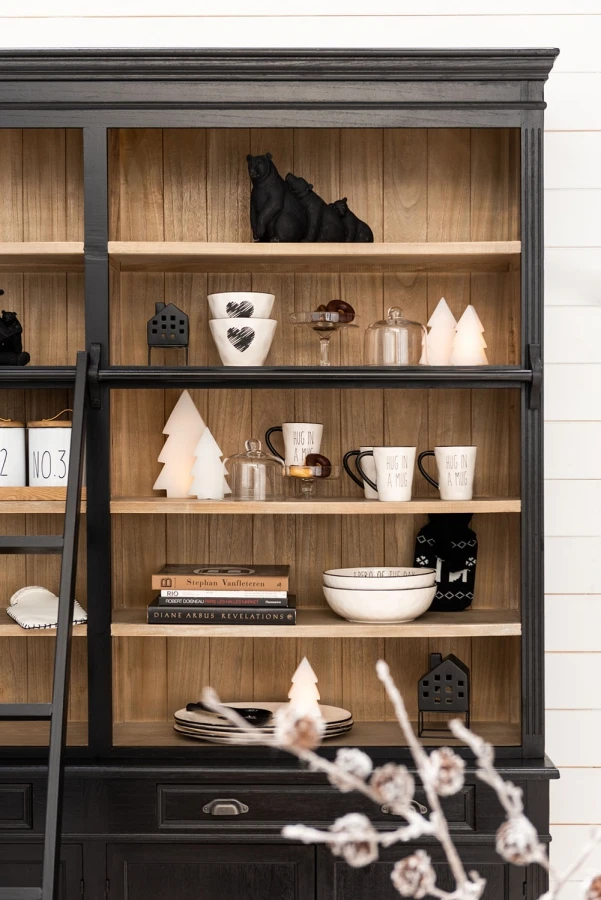 Bibliothèque 4 Portes Bois Noir-Naturel – Image 3