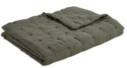 Couvre Lit Chloé Lin Lavé Kaki 230x180 Blanc D'Ivoire