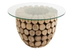 Table D'appoint Ronde Rondins Teck Naturel
