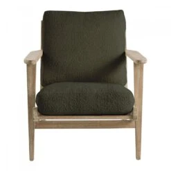 Fauteuil Jules Bouclettes Kaki Blanc D'Ivoire