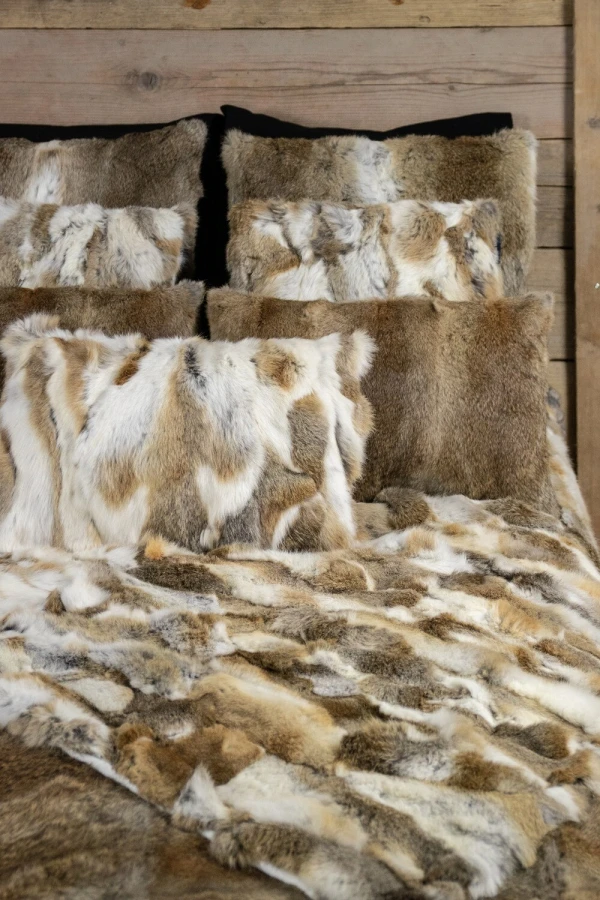 Plaid Fourrure Lapin Brun 130x180 – Image 5