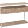 Console 2 Tiroirs Bois Métal Zig Zag Naturel Blanc