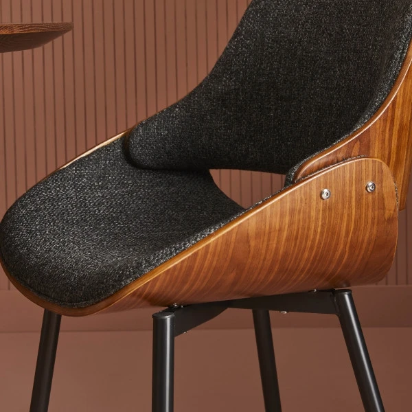 Chaise Mannix Grise Bois Tissu – Image 5