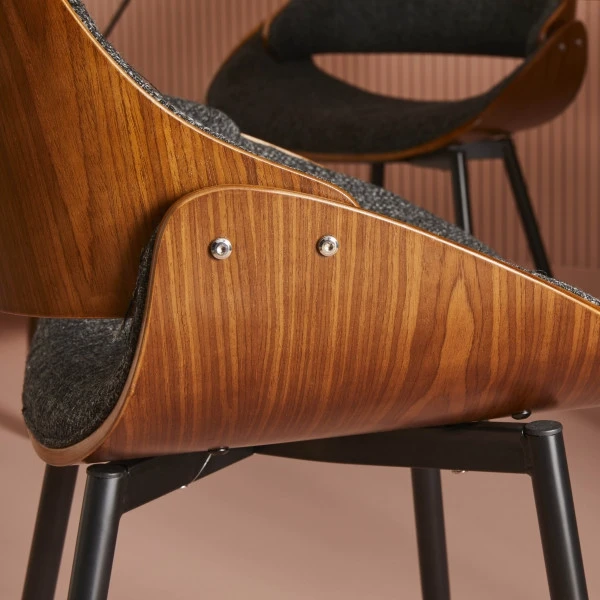 Chaise Mannix Grise Bois Tissu – Image 4