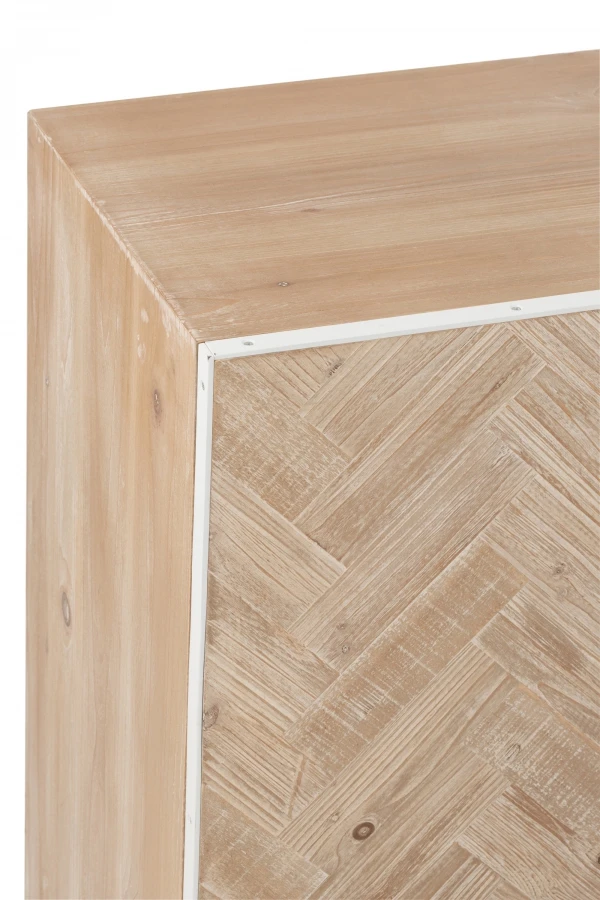 Buffet Bas 4 Portes Bois Métal Zig Zag Naturel Blanc – Image 6
